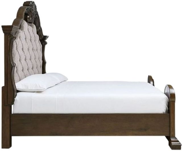 Signature Design by Ashley® Maylee Beige/Dark Brown King Upholstered Panel Bed-2
