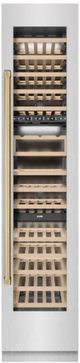 ZLINE Autograph Edition 18 in. 9 Cu. Ft. Triple Zone 68 Bottle Right Hinge Column Wine Cooler in Satin Stainless Steel with Polished Gold Accents-0