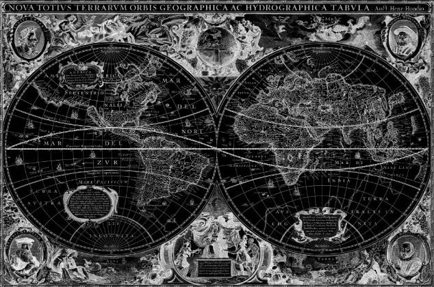 Classy Art World Map Tempered Glass with Foil Wall Art-1