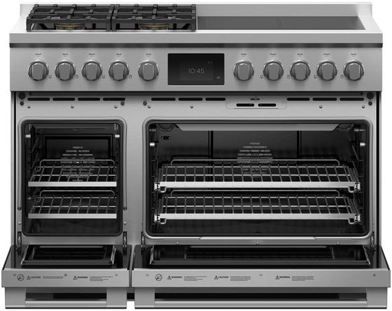 Fisher & Paykel Series 11 48" Stainless Steel with Black Glass Pro Style Dual Fuel Natural Gas Range-1