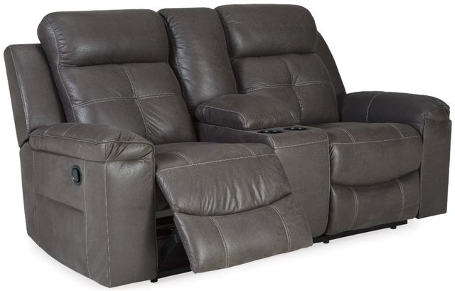 Signature Design by Ashley® Jesolo Dark Gray Double Reclining Loveseat with Console-1
