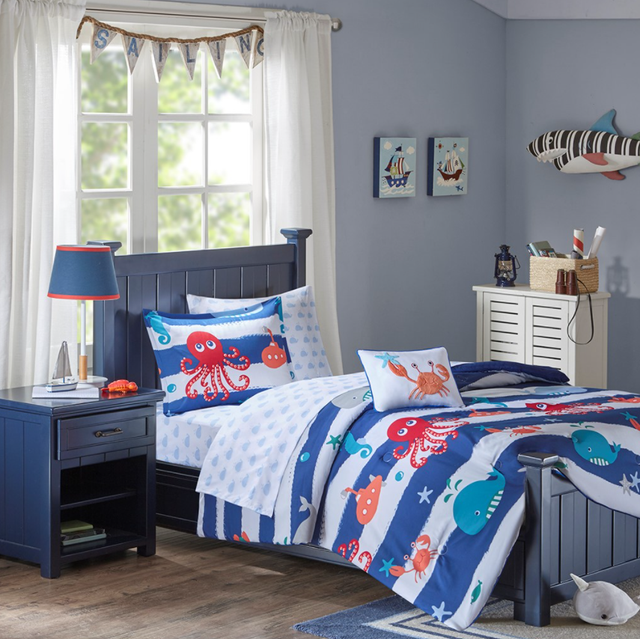 Olliix by Mi Zone Kids Sealife Blue Twin Complete Bed and Sheet Set-0