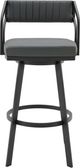 Armen Living Capri Gray/Matte Black Swivel Counter Stool-2