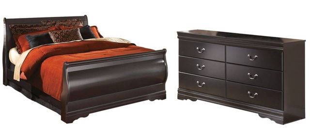 Signature Design by Ashley® Huey Vineyard 2-Piece Black Queen Sleigh Bed Set-0