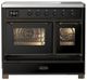 Ilve® Majestic III 40" Glossy Black Pro Style Induction Range with Triple Glass Door and Burnished Trim-2
