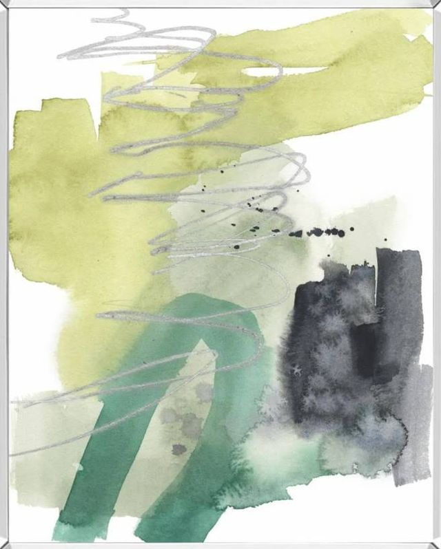 Classy Art Graffiti Green II by Jennifer Goldberger Mirrored Frame Wall Art-1