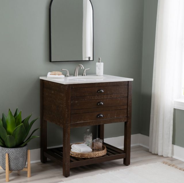 Coast2Coast Home™ Fiskin Brown/White Sink Vanity-1