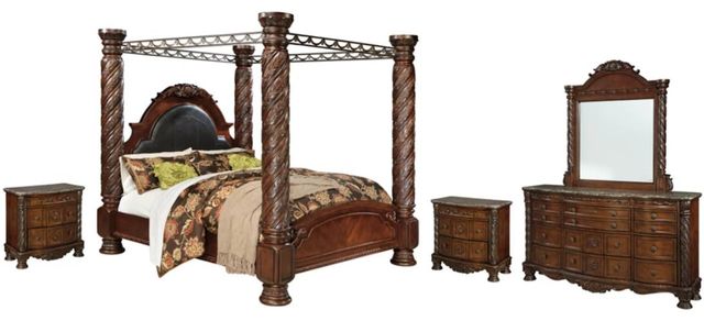 Millennium® by Ashley® North Shore 5-Piece Dark Brown California King Poster Canopy Bed Set-0
