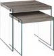 Monarch Specialties Inc. 2-Piece Dark Taupe Tempered Glass Nesting Tables Set-0