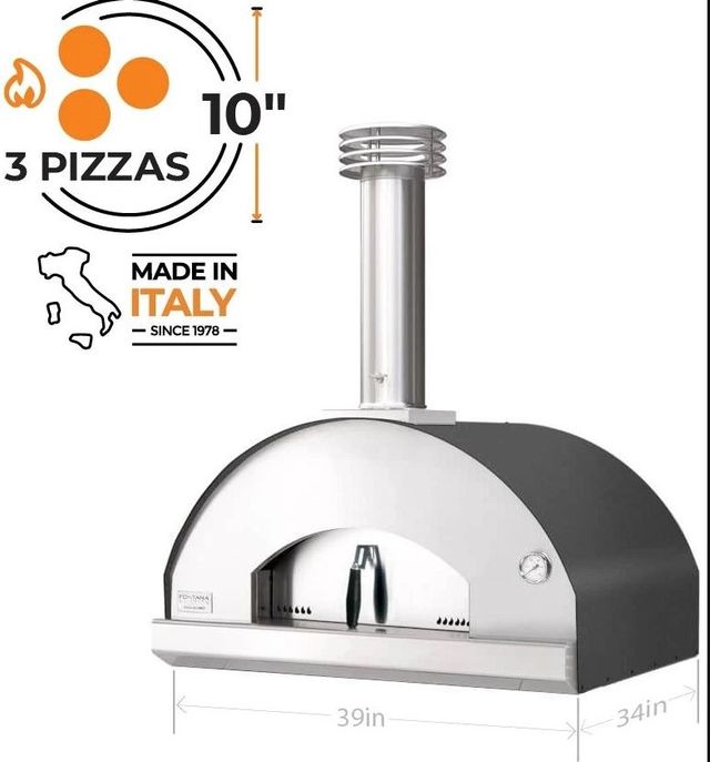 Fontana Forni Mangiafuoco 39" Gray Pizza Oven -3