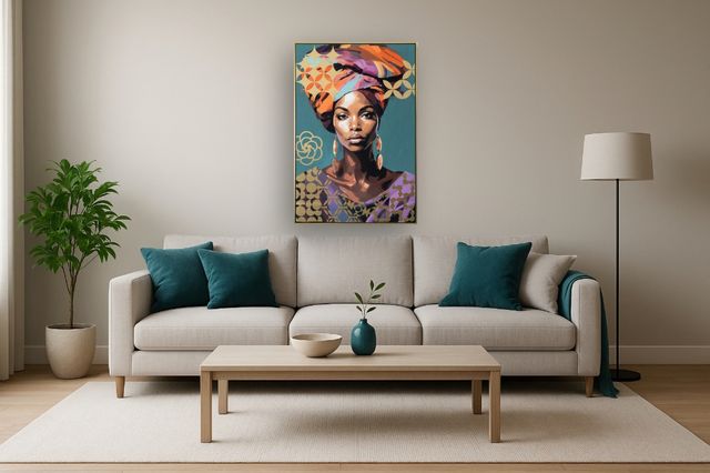 Classy Living Captivating Radiant Elegance: Afrocentric Muse Wall Art-1