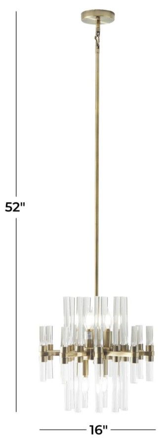 Deco Marche USelect Gold Metal Crystal Embellished 8-Light Room Chandelier with Link Style Chain-2