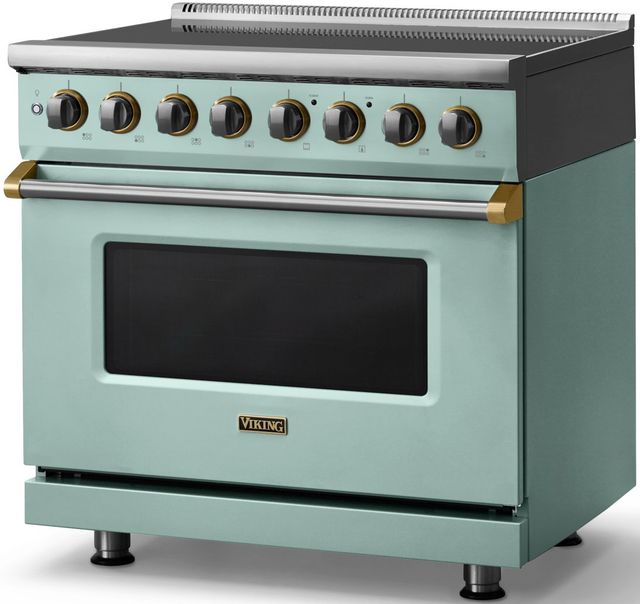 Viking® 5 Series 36" Splash Pro Style Induction Range with Brushed Brass Trim-2