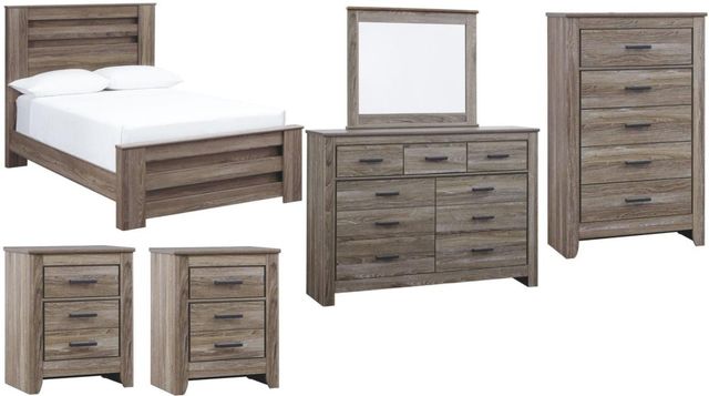 Signature Design by Ashley® Zelen 6-Piece Warm Gray Full Youth Panel Bed Set-0