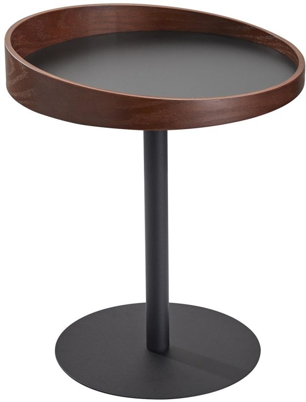 Adesso® Crater Walnut End Table with Black Base-0