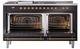 Ilve® Nostalgie II Noblesse 60'' Glossy Black Pro Style Dual Fuel Range with Brass Trim-2