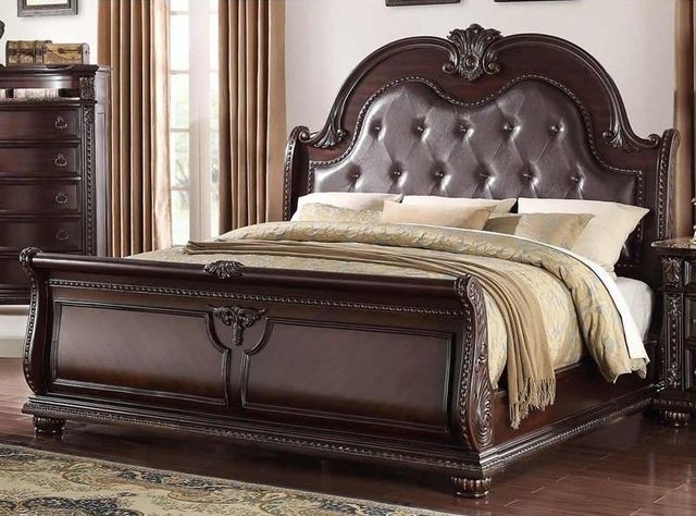 Crown Mark Stanley Cherry Queen Sleigh Bed-1