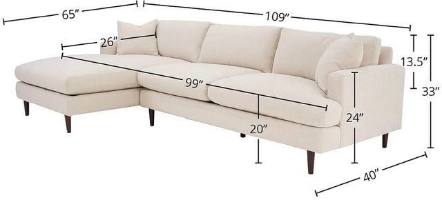 LH Home Seating Cup Qs Martha 2-Piece Beach Alabaster Left-Arm Facing Sectional Sofa and Chaise-2