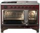 Ilve® Majestic III 48" Burgundy Pro Style Dual Fuel Natural Gas Range with French Top and Burnished Trim-1