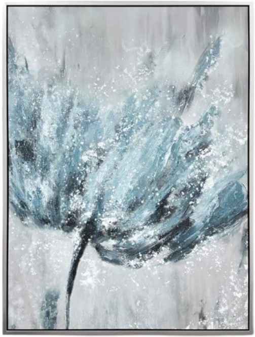 Classy Living Mesmerizing Frosted Blue Petal Burst Wall Art-0