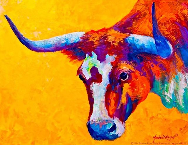 Classy Art Bright Steer by Marion Rose Wall Art-0