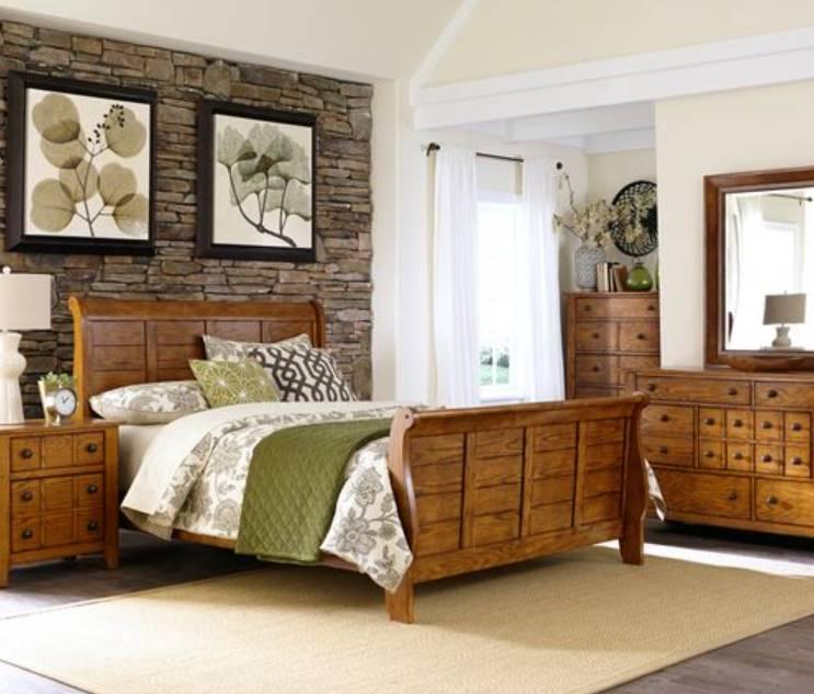 Oak queen bed sales