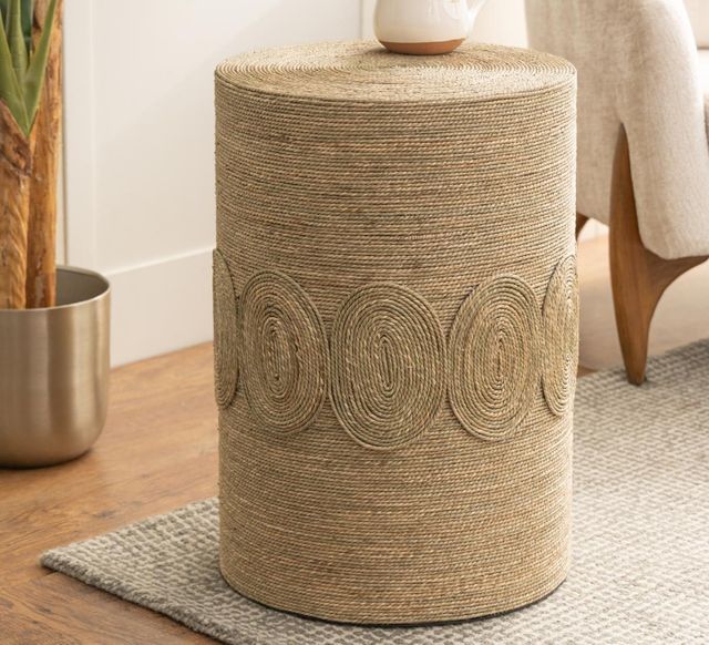 Deco Marche Brown Drum Side End Accent Table-1