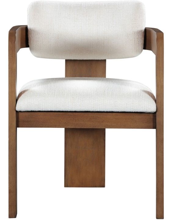 Meridian Furniture Sacha Cream/Walnut Linen Textured Upholstered Dining Chair-1