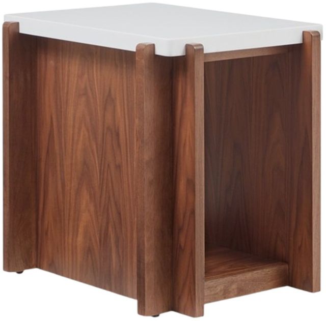 Flexsteel® Lincoln White End Table with Walnut Base-0