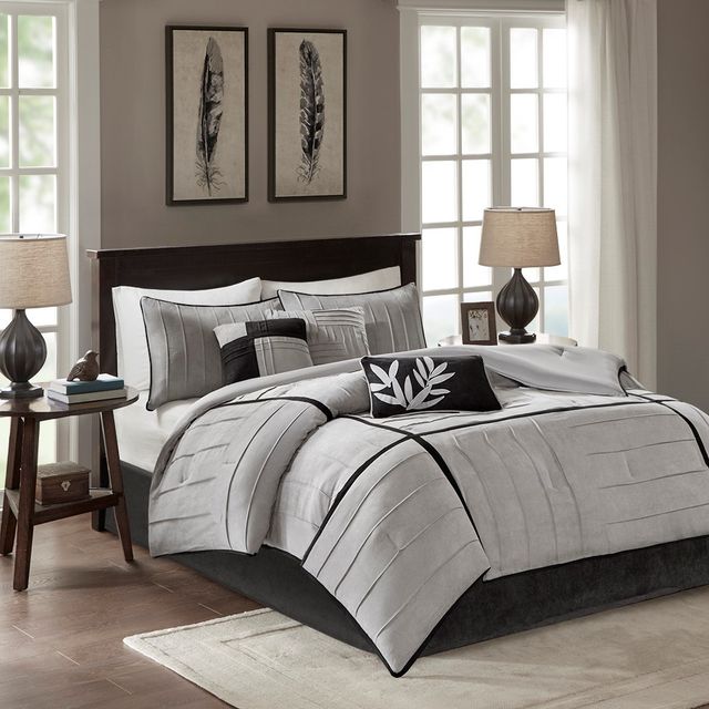 Olliix by Madison Park 7 Piece Grey California King Dune Comforter Set-1