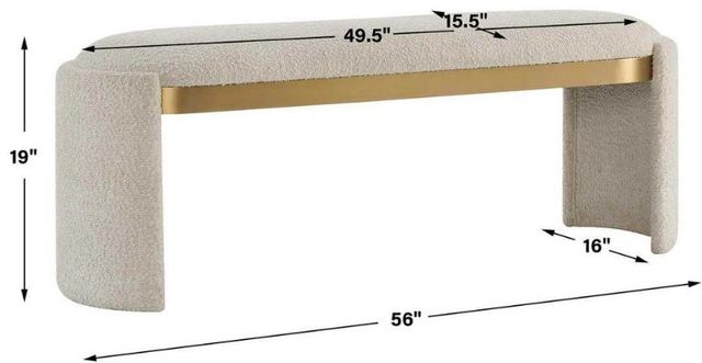 Uttermost® Serena Antique Gold/Bone White Bench-3