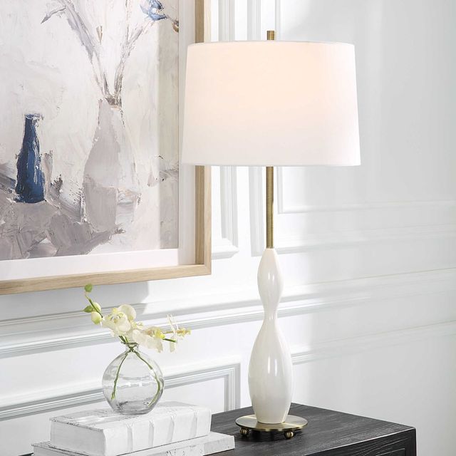 Uttermost® Annora Glossy White Table Lamp-1