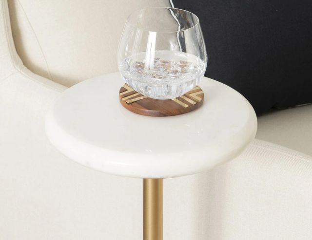 Powell® Ella White Drink Side Table with Gold Base-2