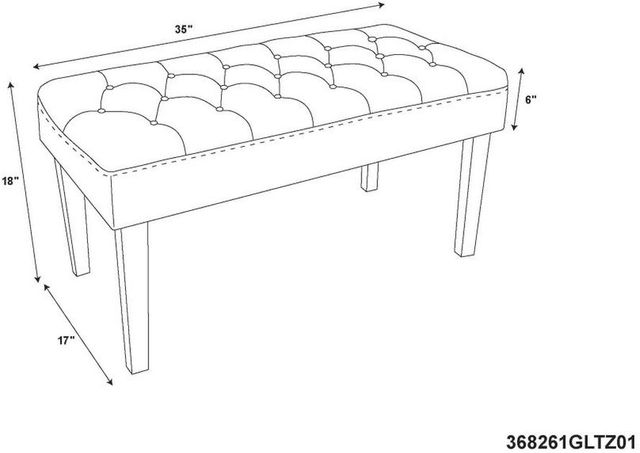 Linon Ella Glitz White Bench with Acrylic Leg-2