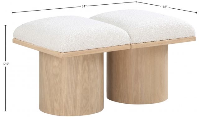 Meridian Furniture Pavilion 2-Piece Cream/Natural 31" Modular Bench Set-4