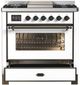 Ilve® Majestic III 36'' White Pro Style Dual Fuel Natural Gas Range with Triple Glass Door and Burnished Trim-1