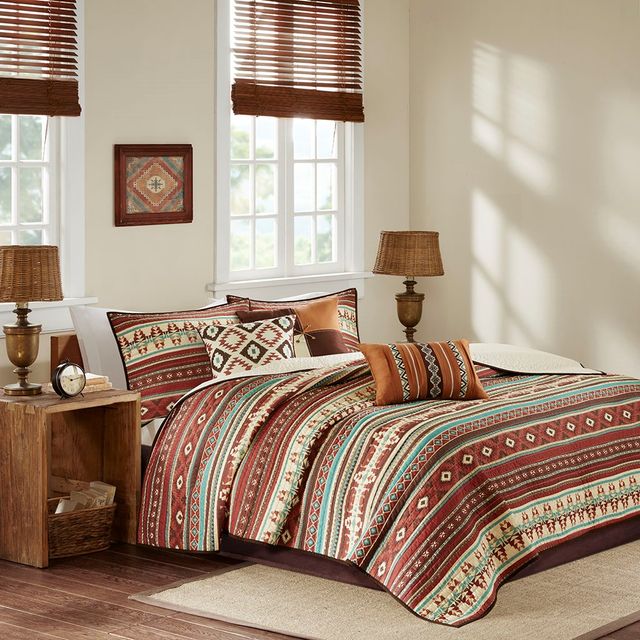 Olliix by Madison Park 6 Piece Spice King/California King Taos Reversible Coverlet Set-0