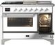 Ilve® Majestic III 48" White Pro Style Dual Fuel Liquid Propane Range with 5 Black Brass Burners and Chrome Trim-3