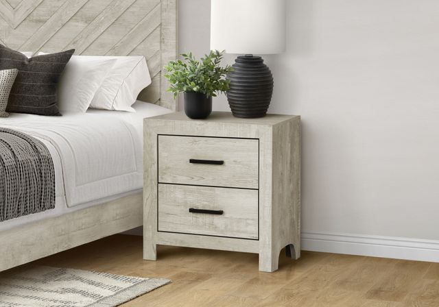 Monarch Specialties Inc. Bleached Oak 2-Drawer Nightstand-1
