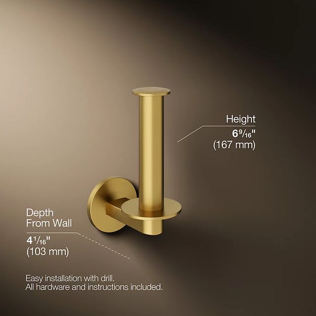 KOHLER® Components® Vibrant Brushed Moderne Brass Vertical Toilet Paper Holder-4