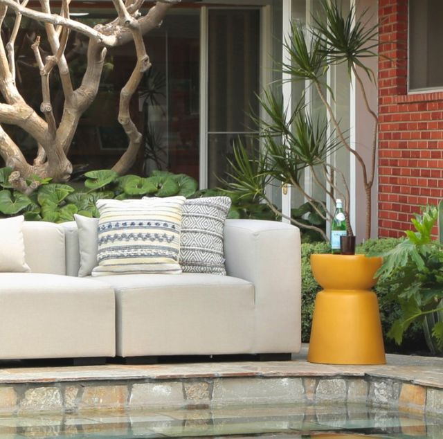 Dovetail Furniture Ashlynn Yellow Concrete Outdoor Side Table-1