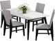 Elements International Marlene 5-Piece Marble Top Dining Set with Black Base-0