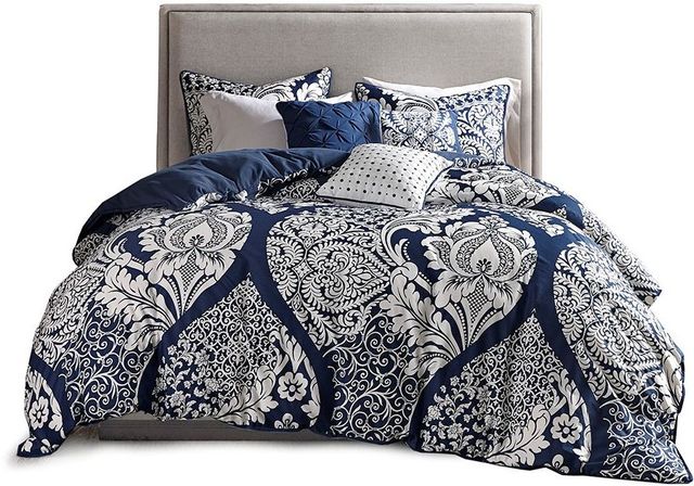 Olliix by Madison Park Vienna 6 Piece Indigo King/California King Printed Duvet Cover Set-0