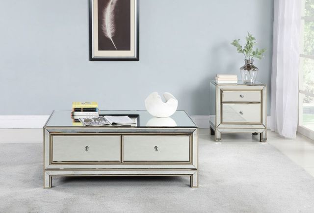 Coaster® Champagne and Silver 2-Drawer Coffee Table-1