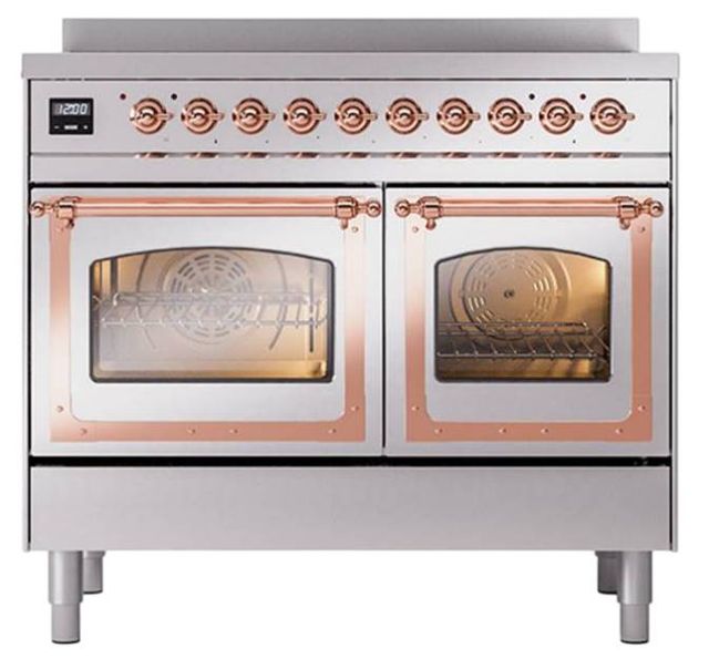 Ilve® Nostalgie II Noblesse 40'' Stainless Steel Pro Style Induction Range with Copper Trim-1