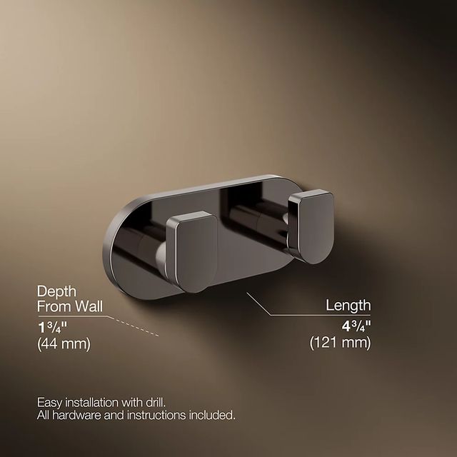 KOHLER® Composed® Vibrant Titanium Double Robe Hook-4