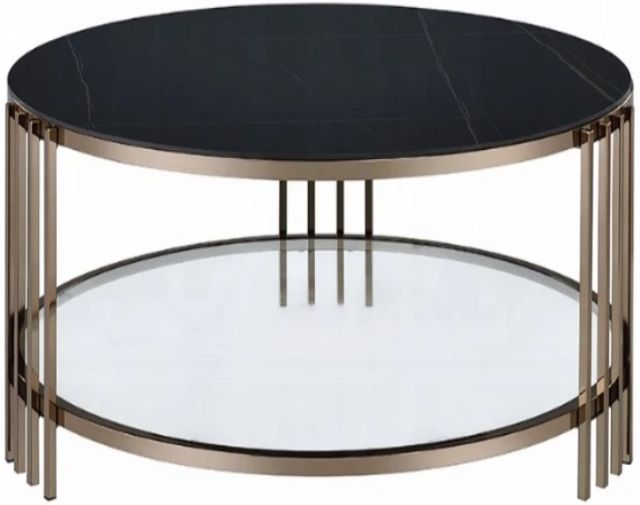 ACME Furniture Abisha Black Coffee Table with Champagne Base-0