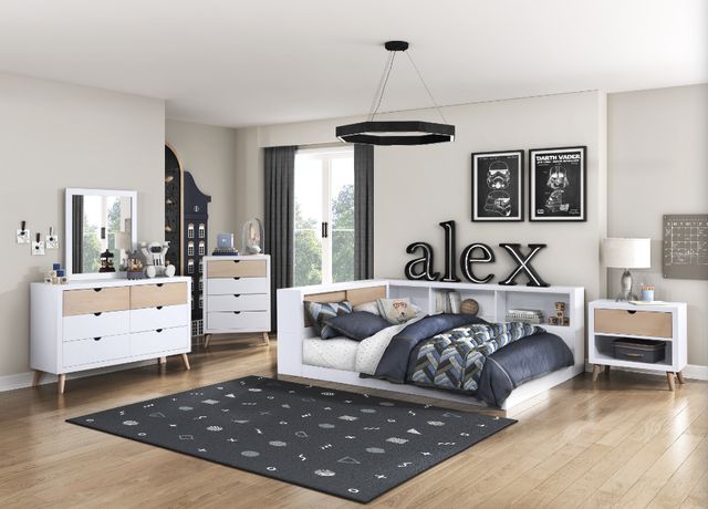 Homelegance® Asker Natural/White Full Bookcase Corner Bed-1
