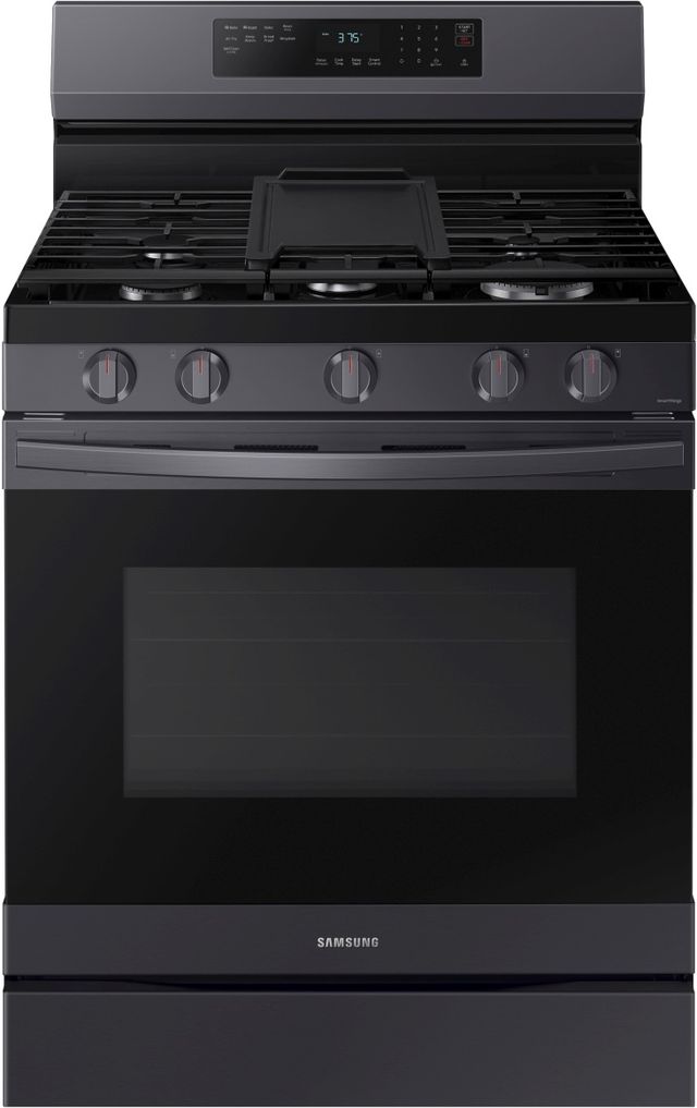 Samsung 30" Fingerprint Resistant Black Stainless Steel Smart Freestanding Gas Range with No Preheat Air Fry and Convection-0