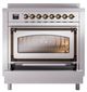 Ilve® Nostalgie II Noblesse 36'' Stainless Steel Pro Style Induction Range with Burnished Trim-3